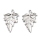 Brass Pendants, Cadmium Free & Nickel Free & Lead Free, Leaf, Real Platinum Plated, 23.5x14.5x1.5mm, Hole: 1mm