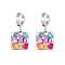Non-Tarnish 304 Stainless Steel Dangle Hoop Earrings, Square, Stainless Steel Color, 26x14.3mm
