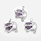 Natural Amethyst Kitten Pendants, with Platinum Tone Brass Findings, Cartoon Cat Shape, 28x30x9mm, Hole: 5x7mm