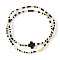 2Pcs Bohemian Glass Seed Beaded Stretch Bracelet Sets, Cross Bracelets for Women, Black, 6-1/2 inch(16.5cm)