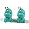 Opaque Resin Pendants, with Platinum Iron Loop, Dinosaur, 20.5x12x17mm, Hole: 2mm
