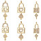 Beebeecraft 6Pcs/Box 3 Styles Valentine s Day Lock with Key Charms 18K Gold Plated Brass Link Connector with Cubic Zirconia Heart Moon Star for Mother's Day DIY Craft Necklace Bracelet