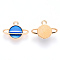 Alloy Enamel Pendants, Planet, Universe Space Charms, Light Gold, Blue, 12x16.5x3mm, Hole: 1.6mm