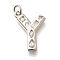 Brass Micro Pave Clear Cubic Zirconia Pendants, with Jump Ring, Lead Free and Cadmium Free, Long-Lasting Plated, Rack Plating, Letter Charms, Platinum, Letter Y, 19x14.5x2.7mm, jump ring: 5x1mm, 3mm inner diameter.