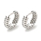 Brass Hoop Earrings, Real Platinum Plated, 12.5x4mm