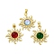 Brass Micro Pave Cubic Zirconia Pendants, with Resin, Sun, Long-Lasting Plated, Cadmium Free & Lead Free, Rack Plating, Real 18K Gold Plated, Mixed Color, 25x22x5.5mm, Hole: 5mm