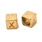 304 Stainless Steel European Beads, Large Hole Beads, Cube with Letter, Golden, Letter X, 7x7x7mm, Hole: 5.5mm