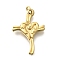 Ion Plating(IP) 304 Stainless Steel Pendants, with Jump Ring, Cross with Heart Charm, Real 14K Gold Plated, 20.5x14x3mm, Hole: 3mm