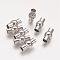 Brass Magnetic Clasps with Glue-in Ends, Nickel Free, Oval, Platinum, 15.5~17x9mm, Hole: 5mm