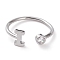 Brass Micro Pave Clear Cubic Zirconia Cuff Rings, Open Rings, Long-Lasting Plated, Platinum, Letter I, US Size 6, Inner Diameter: 17mm