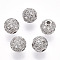 Rack Plating Brass Cubic Zirconia Beads, Long-Lasting Plated, Cadmium Free & Lead Free, Round, Platinum, 8x7mm, Hole: 2mm