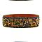 Flannelette Snap Bracelets, with Alloy Button and Natural Gemstone, Chocolate, 65mm(2-1/2 inch)