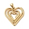 Golden Plated 304 Stainless Steel Pendants, Wire Wrapped Charms, Heart, 26x26x2mm, Hole: 6x3mm