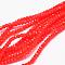 Faceted Rondelle Glass Beads Strands, Coral, 3.5~3.8x2.5~3mm, Hole: 0.8mm, about 113~115pcs/strand, 32~33cm