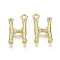 Alloy Pendants, Cadmium Free & Nickel Free & Lead Free, Bamboo Initial Letter, Real 18K Gold Plated, Letter.H, H:16x9x3mm, Hole: 1.5mm