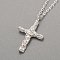 925 Sterling Silver Pendant Necklaces, with Cable Chains and Spring Ring Clasps, Cross, Silver Color Plated, 15-3/4 inch(40cm)