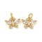 Brass Micro Pave Clear Cubic Zirconia Pendants, Cadmium Free & Nickel Free & Lead Free, Butterfly, Real 18K Gold Plated, 9x13x2.5mm, Hole: 3mm