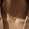 Heart Letter Brass Micro Pave Clear Cubic Zirconia Initial Lariat Necklaces, Golden, Letter I, 13.78~17.72 inch(35~45cm)