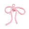 Baking Paint Alloy Pendants, Bowknot, Pink, 45x42x6mm, Hole: 3mm