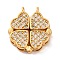Brass Micro Pave Cubic Zirconia Pendants, Clover Charms, Golden, 17x15x4.5mm, Hole: 1.2mm