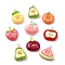 Opaque Resin Pendants, Fruits, Platinum, 23~26x19~23.5x7~7.5mm, Hole: 2mm