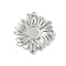 304 Stainless Steel Pendant Cabochon Settings, Flower Charm, Stainless Steel Color, Tray: 8mm, 30x28x2.5mm, Hole: 1.8mm