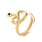304 Stainless Steel Open Cuff Rings, with Rhinestone, Snake, Real 18K Gold Plated, 23mm, Inner Diameter: 17.5mm