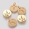 Ion Plating(IP) 304 Stainless Steel Pendants, with Jump Ring, Laser Cut, Flat Round with Constellation/Zodiac Sign, Real 18K Gold Plated, Aries, 12x1mm, Hole: 3mm