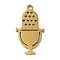 5Pcs 201 Stainless Steel Pendants, Laser Cut, Microphone Charm, Golden, 17.5x9.5x1mm, Hole: 1.2mm