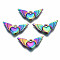 Rainbow Color Alloy Pendants, Cadmium Free & Lead Free, Heart with Wing, 13.5x25x4mm, Hole: 1.5mm