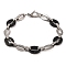201 Stainless Steel Coffee Bean Chain Bracelets, with 304 Stainless Steel Clasps, Stainless Steel Color, Black, 8-1/4 inch(21cm)