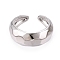 Brass Open Cuff Rings for Women, Cadmium Free & Lead Free, Platinum, Inner Diameter: 17mm