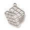 201 Stainless Steel Pendants, Magic Square Charms, Stainless Steel Color, 20x16.5x1mm, Hole: 1.5mm