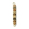 Natural Picture Jasper & Electroplated Synthetic Non-magnetic Hematite Heishi Connector Charms, with 304 Stainless Steel Double Loops, Golden, 38x4x4mm, Hole: 3mm and 1.8mm