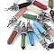 Natural & Synthetic Mixed Gemstone Pointed Pendants, with Tibetan Style Alloy Pendant Bails and Enamel, Bullet, 47.5~50.5x11x10.5mm, Hole: 4.5mm