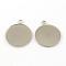 Tarnish Resistant 304 Stainless Steel Pendants, Cabochon Settings, Milled Edge Bezel Cups, Flat Round, Stainless Steel Color, Tray: 30mm, 36x31x2mm, Hole: 3mm