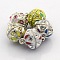 Platinum Plated Round Alloy Enamel Magnetic Clasps with Loops, with Grade A Rhinestone, Mixed Color, 18.5x13mm, Hole: 2mm