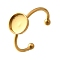 304 Stainless Steel Open Cuff Ring Components, Pad Ring Setting, Flat Round, Golden, 7.5mm, Adjustable, Tray: 6.5mm