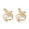 Brass Micro Pave Cubic Zirconia Pendants, Long-lasting Plated, Apple, Clear, Golden, 22.5x15.5x1.7mm, Hole: 5x4mm