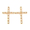 Brass Micro Pave Clear Cubic Zirconia Pendants, Cross, Real 18K Gold Plated, 36.9x25.5x2.6mm, Hole: 3x1.5mm