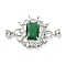 Brass Glass Fold Over Clasps, Cadmium Free & Nickel Free & Lead Free, Rectangle, Platinum, 44mm