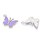 Alloy Pendants, with Enamel, Butterfly, Platinum, Medium Purple, 14.5x21x1.5mm, Hole: 1.8mm