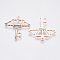 Alloy Pendant, Wing with Key, Rose Gold, 39x35x2mm, Hole: 2.5mm