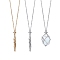 2Pcs 2 Style Brass Braided Macrame Pouch Empty Stone Holder for Pendant Necklaces Making, with 304 Stainless Steel Slide Chains, Nets Necklace, Platinum & Golden, 17-1/4 inch(43.8cm), Pendant: 50mm long, 1pc/style