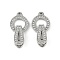 Brass Clear Cubic Zirconia Fold Over Clasps, Cadmium Free & Nickel Free & Lead Free, Platinum, 23mm