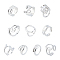 10Pcs 10 Style Alloy & Stainless Steel Open Cuff Ring, Teardrop & Twist & Knot, Platinum, Inner Diameter: 14.5~19.3mm, 1Pc/style