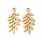 201 Stainless Steel Pendants, Laser Cut, Leafy Branch Charms, Golden, 19.5x9x1mm, Hole: 1.4mm