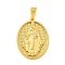 Ion Plating(IP) 304 Stainless Steel Pendants, Oval with Saint Charm, Golden, 35.5x26x4mm, Hole: 9.5x5mm