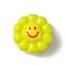 Dopamine Style Opaque Acrylic Beads, Flower with Smiling, Yellow, 23.5x24x11.5mm, Hole: 3.5mm