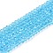 Glass Beads Strands, Faceted, Rondelle, Cyan, 2.9~3.3x2mm, Hole: 0.8mm, about 144~150pcs/strand, 35~37cm